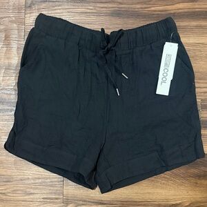 Black Adjustable Waist 100% Cotton Shorts New Medium